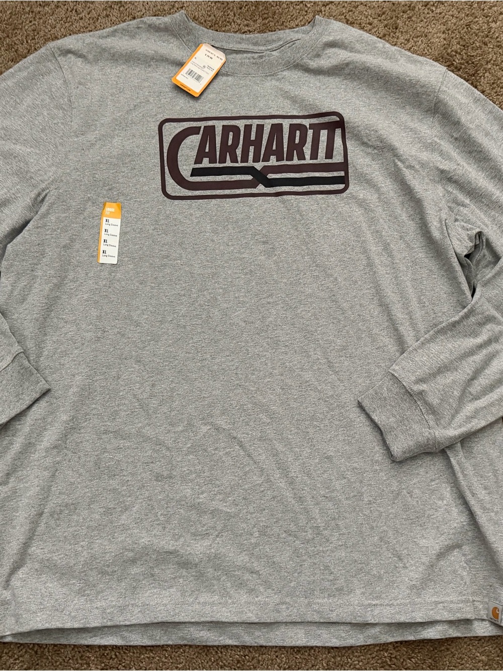 Carhartt Gray Long Sleeve Tee with Dark Logo